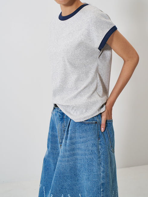 【 予約:2月上旬 】LASER CUT DENIM SK /Y261-22002